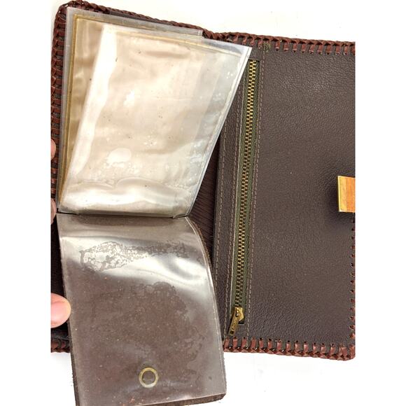 Vtg Hand Tooled Leather Roper Wallet Clutch Checkbook Floral Carved Western Boho - Picture 7 of 13